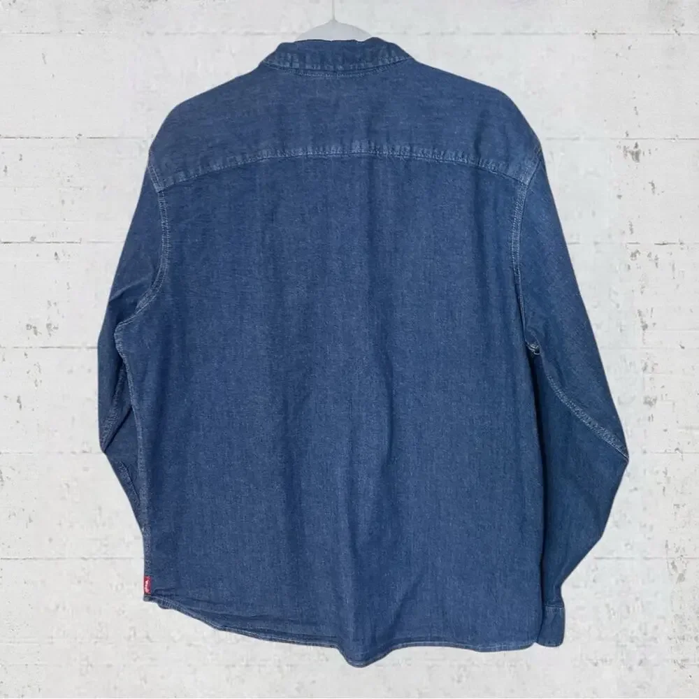 Wrangler Men's Classic Fit Denim Western Pearl Snap Shirt XL Blue Work Cowboy